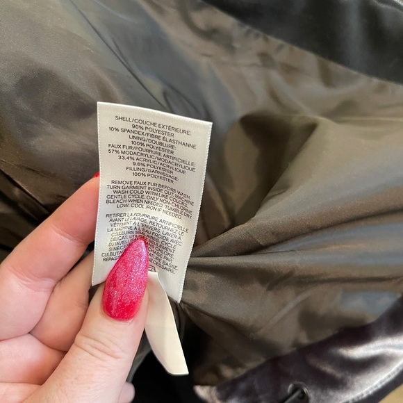 Express Dark Grey Velour Padded Puffer Jacket with Fur Hood Size Medium NWT! - Picture 6 of 6